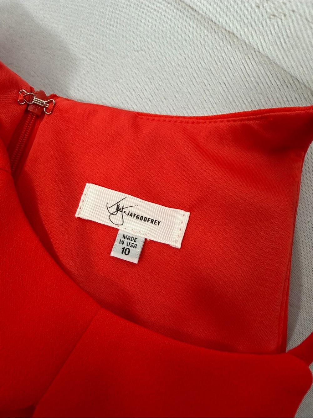 JAYGODFREY Coral Red Cutout Gown Size 10 - Picture 11 of 12